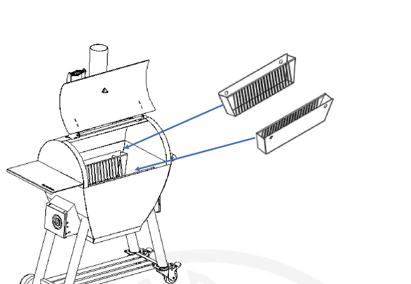 Gắn 2 khay than vào buồng đốt của lò