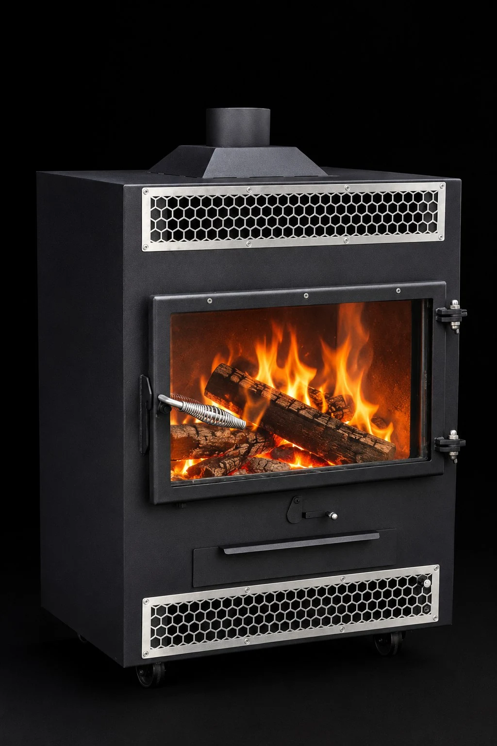 Lò sưởi đối lưu Duy's Oven — kính cường lực, hai khe gió đối lưu