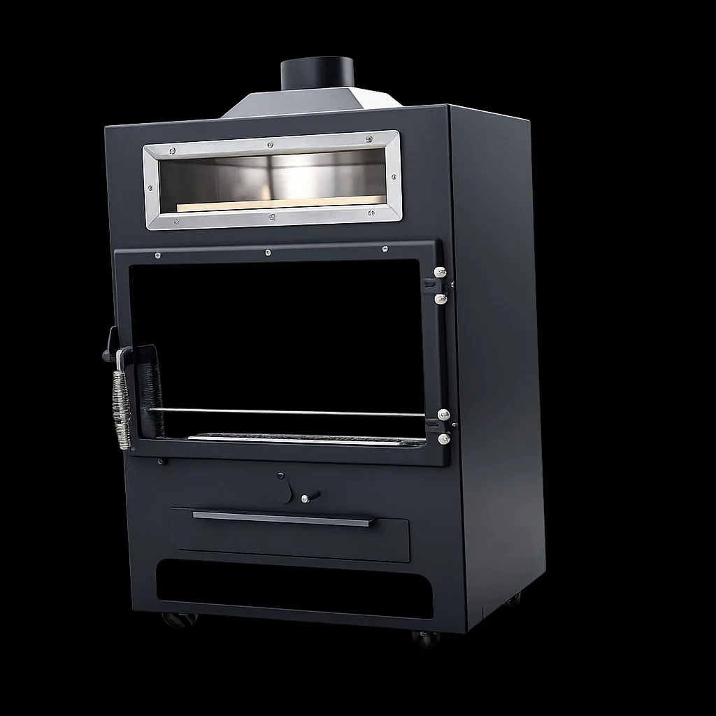 Lò sưởi — ngăn pizza đá cordierite và buồng đốt kính